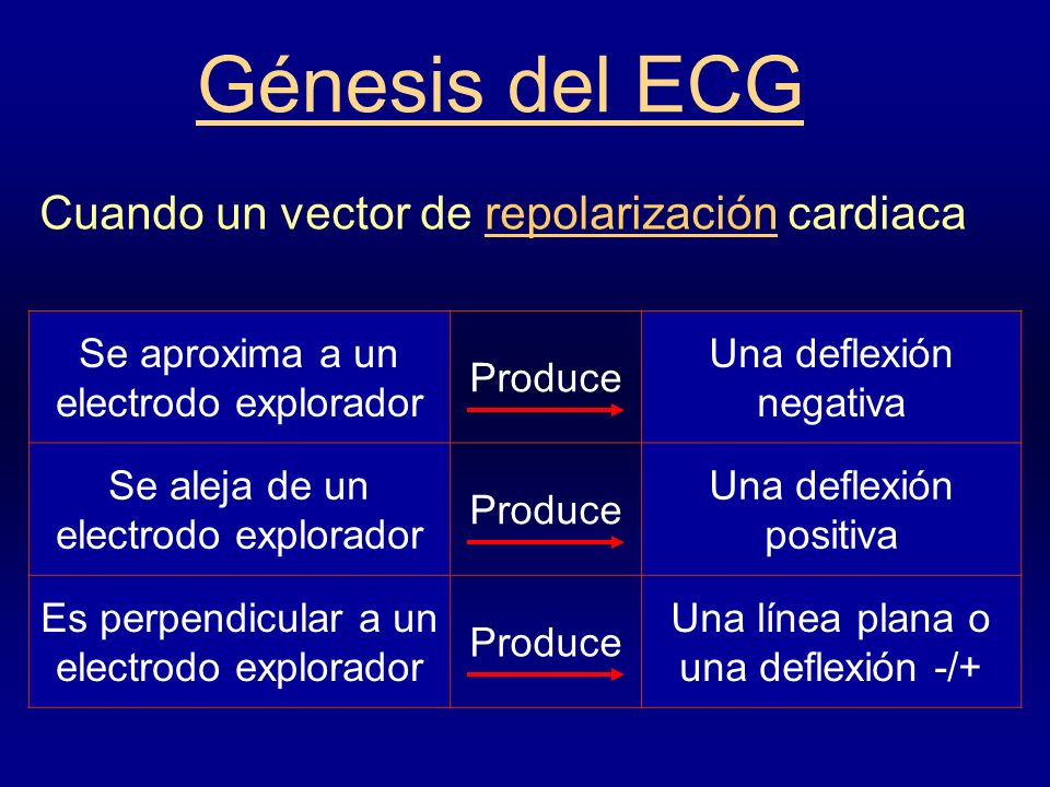 Génesis del ECG Cuando un vector de repolarización cardiaca
