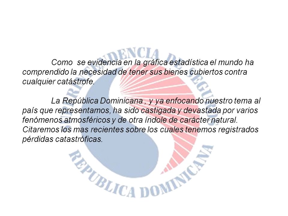 Como se evidencia en la gráfica estadística el mundo ha comprendido la necesidad de tener sus bienes cubiertos contra cualquier catástrofe.