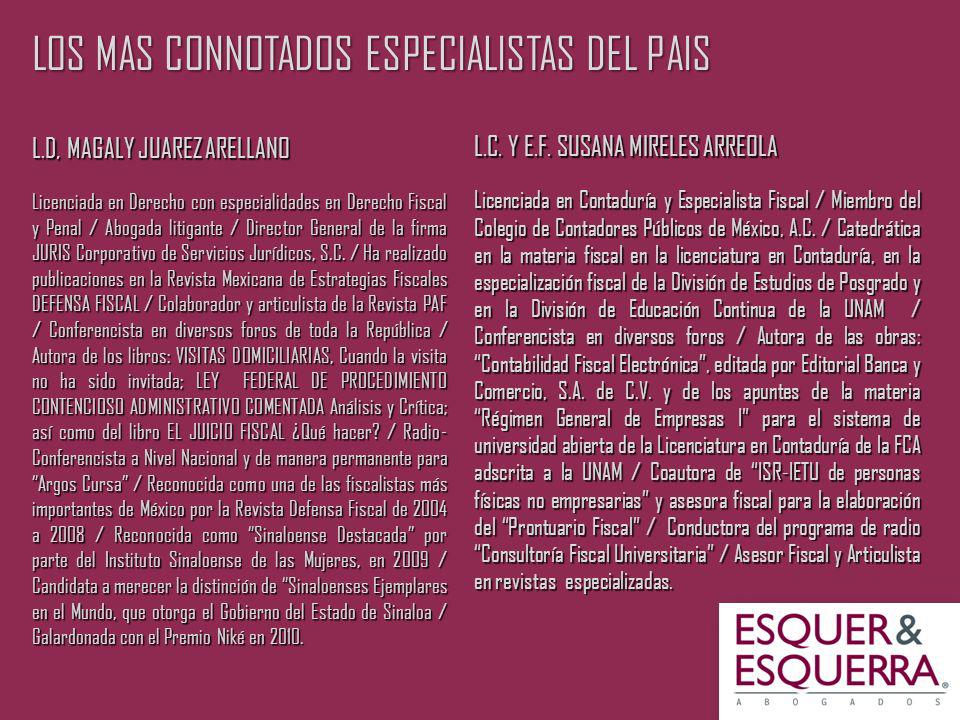 LOS MAS CONNOTADOS ESPECIALISTAS DEL PAIS