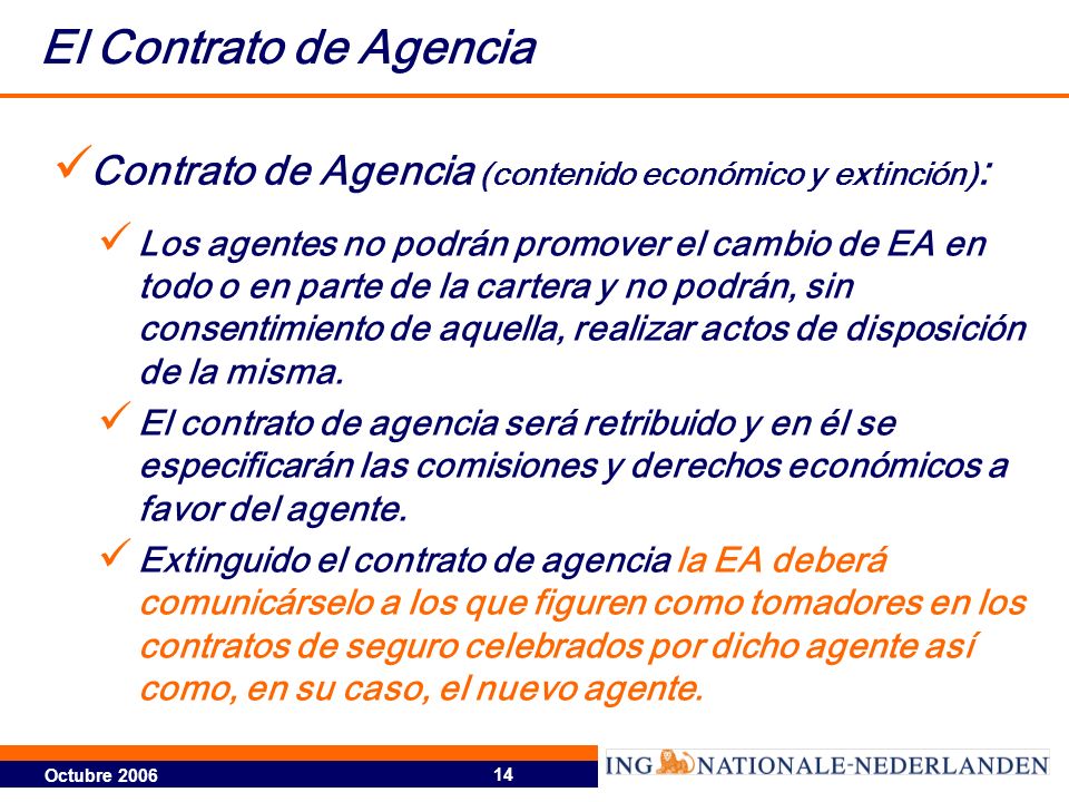 El Contrato de Agencia Contrato de Agencia (contenido económico y extinción):