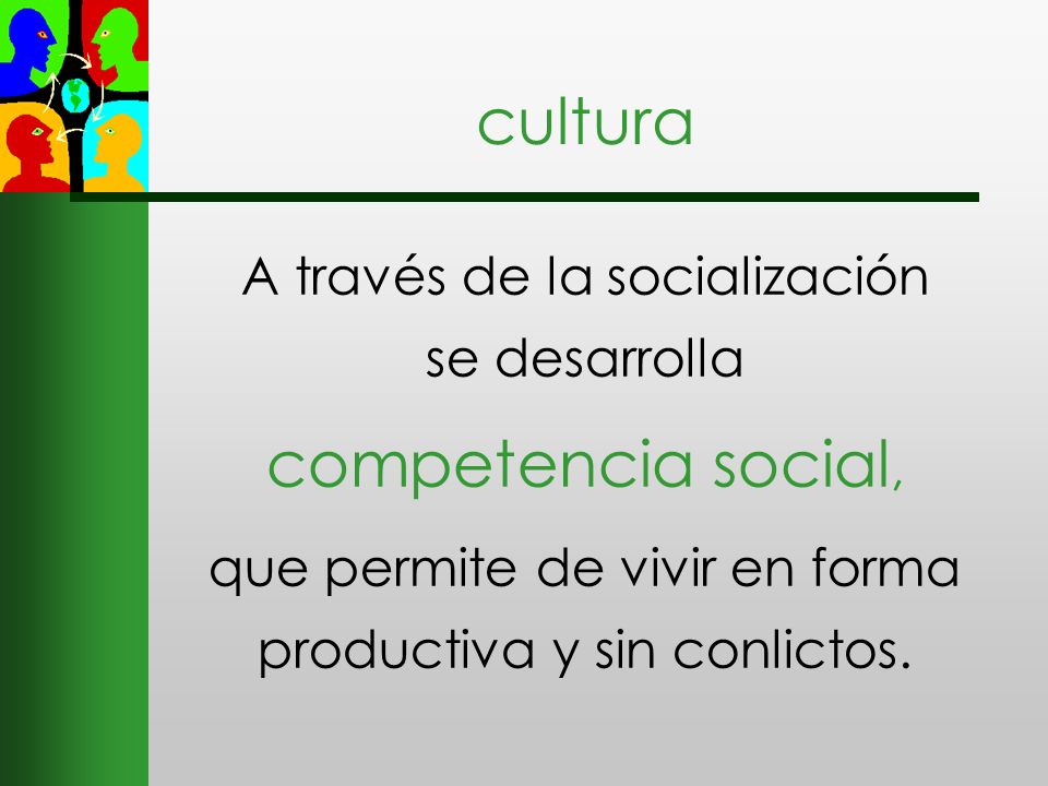 cultura competencia social, A través de la socialización se desarrolla