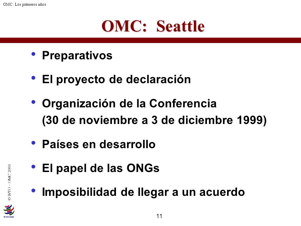 OMC: Seattle Preparativos El proyecto de declaración