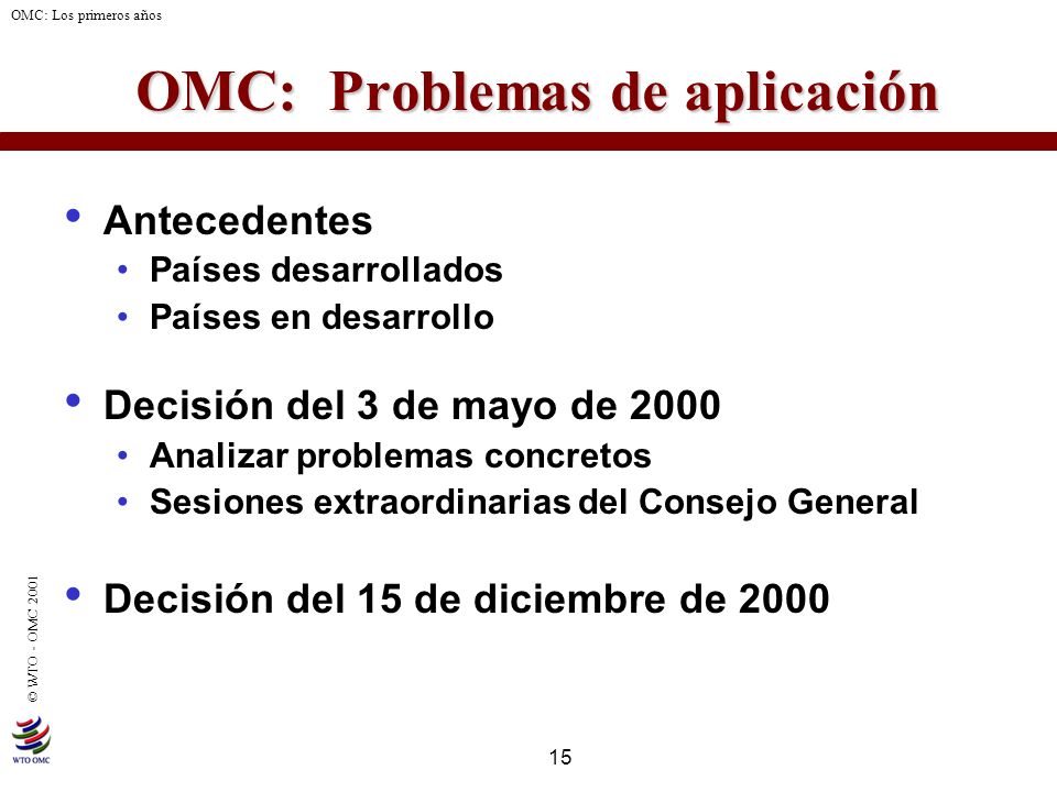 OMC: Problemas de aplicación