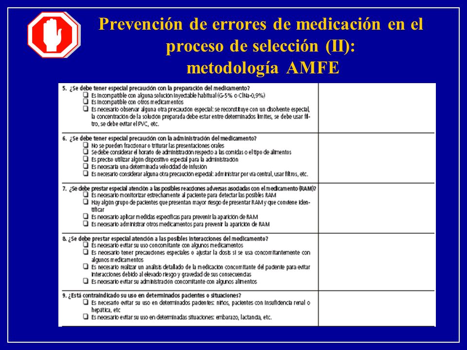 Prevención de errores de medicación en el proceso de selección (II): metodología AMFE