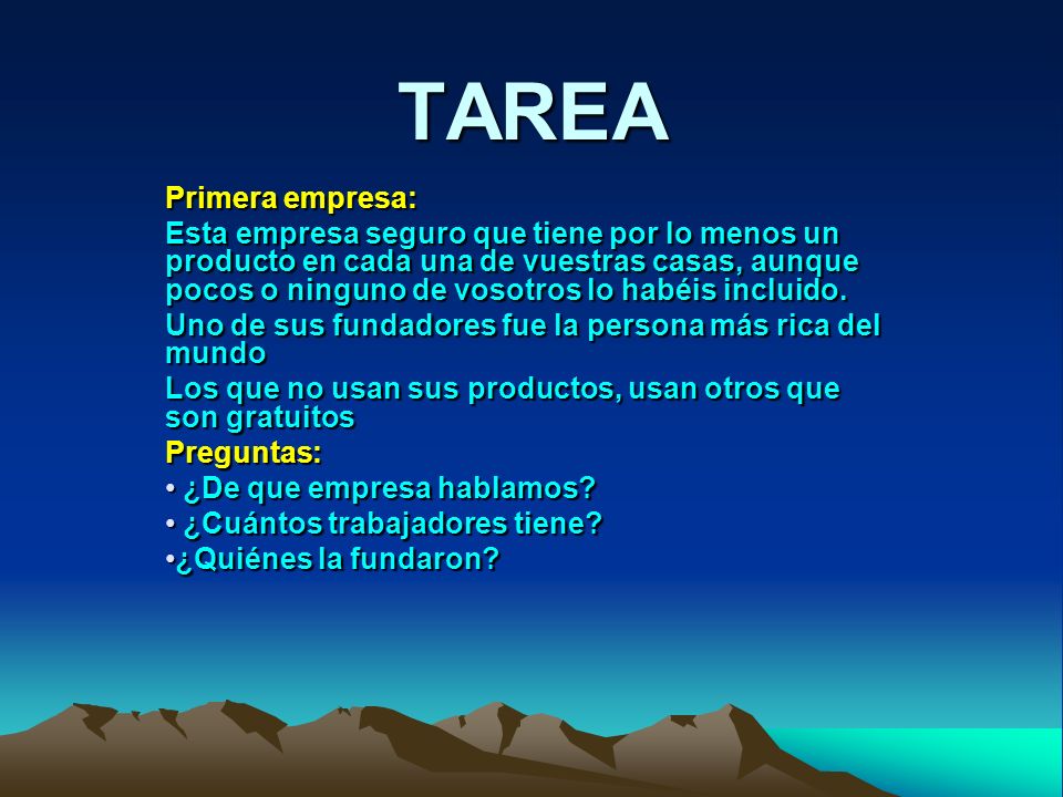 TAREA Primera empresa: