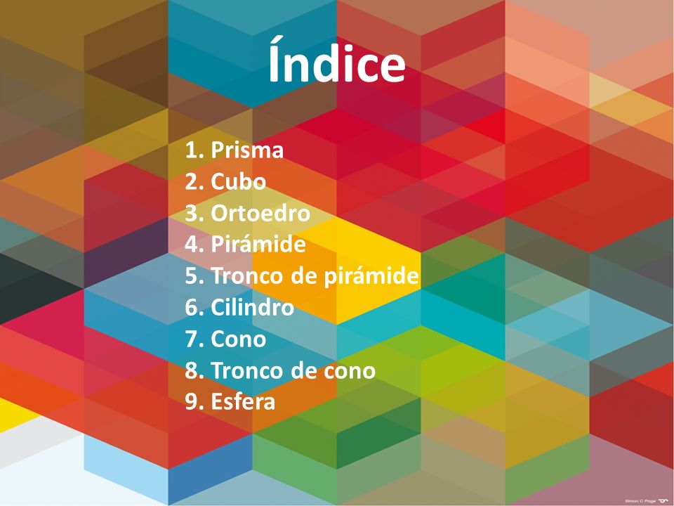 Índice 1. Prisma 2. Cubo 3. Ortoedro 4. Pirámide 5. Tronco de pirámide