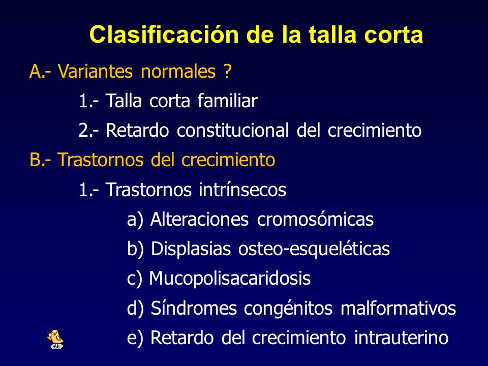 Clasificación de la talla corta