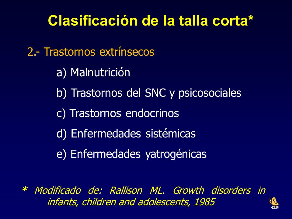 Clasificación de la talla corta*