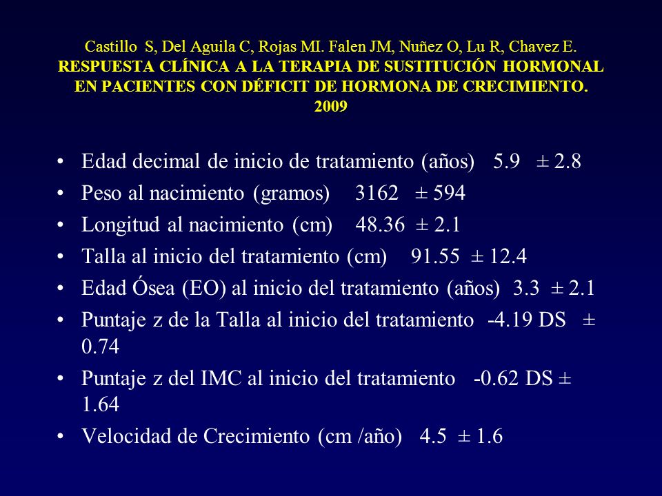 Edad decimal de inicio de tratamiento (años) 5.9 ± 2.8