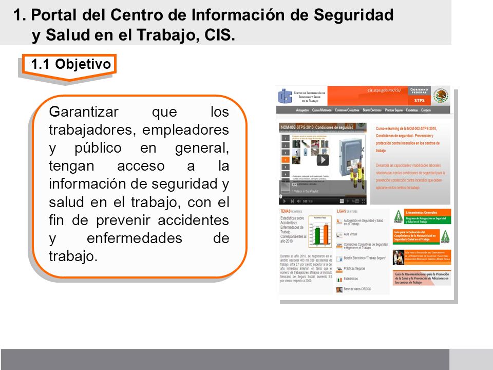 1. Portal del Centro de Información de Seguridad y Salud en el Trabajo, CIS.