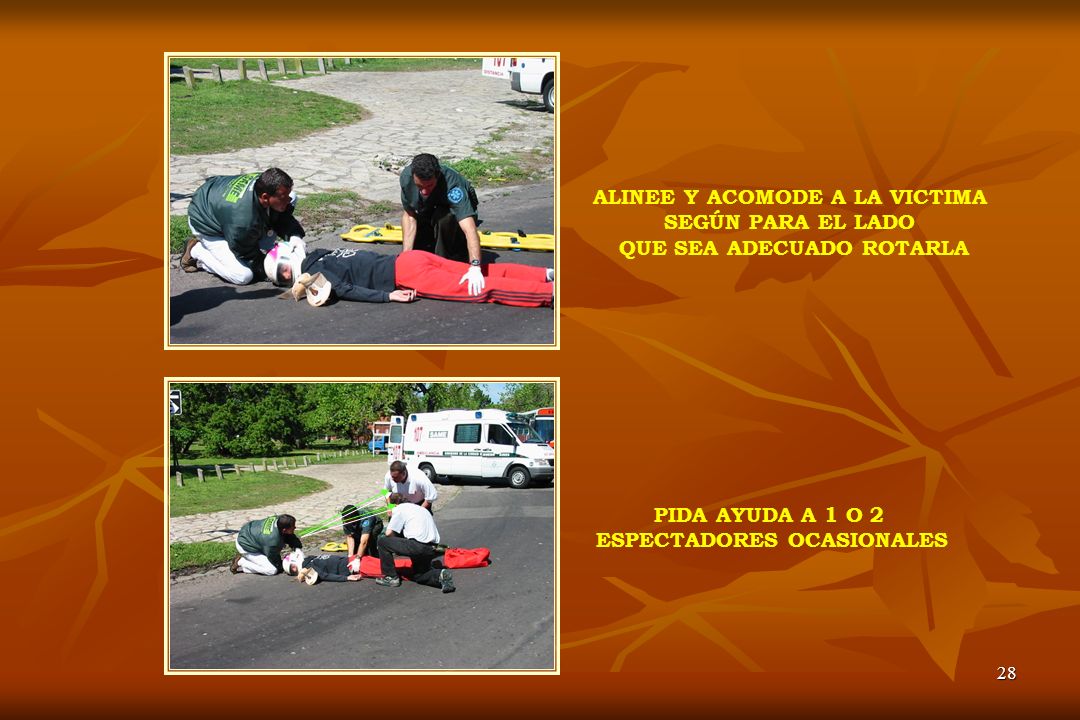 ALINEE Y ACOMODE A LA VICTIMA SEGÚN PARA EL LADO