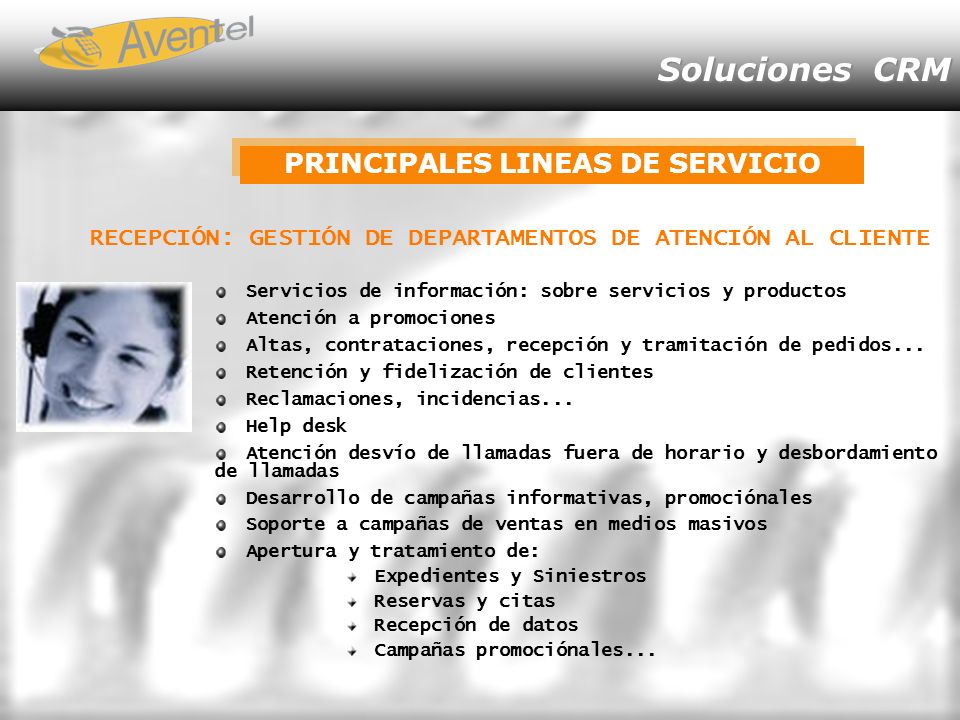 PRINCIPALES LINEAS DE SERVICIO