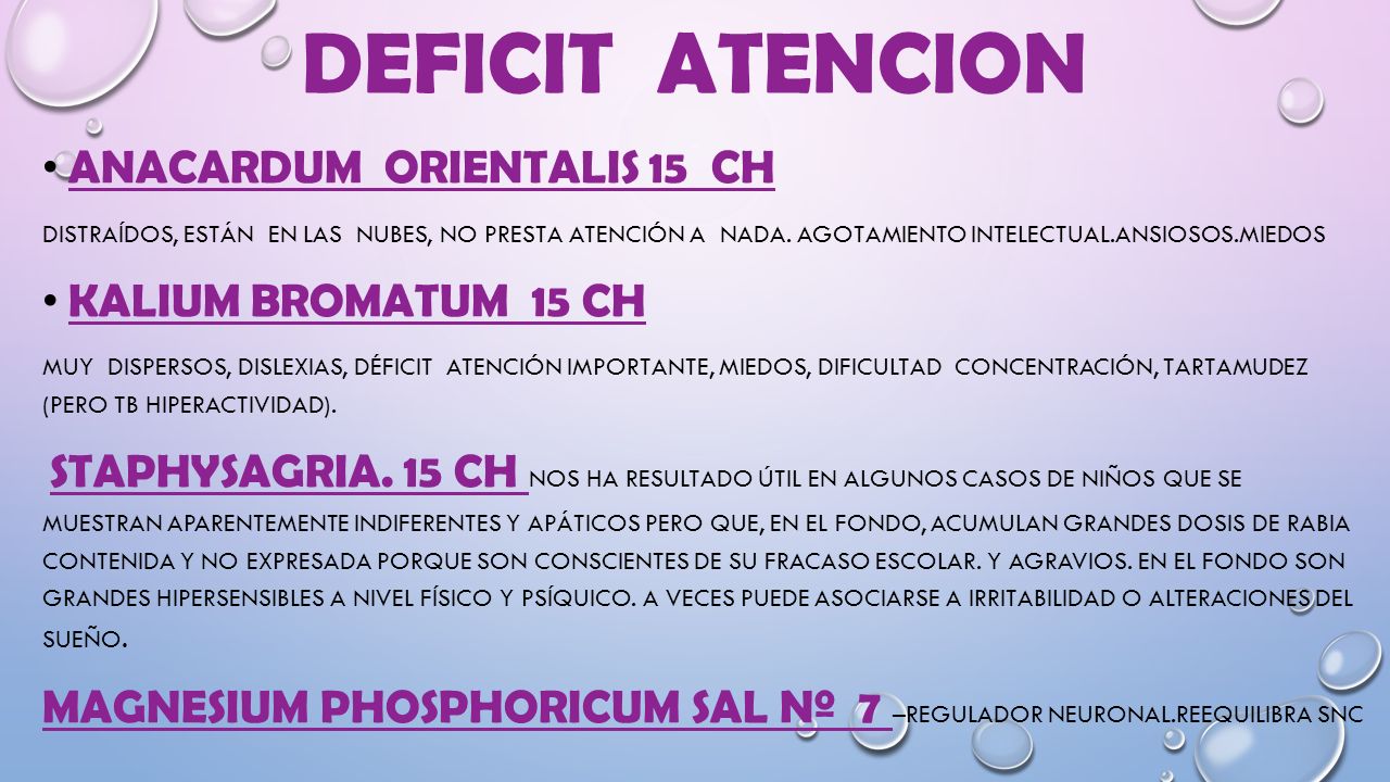 DEFICIT ATENCION ANACARDUM ORIENTALIS 15 ch KALIUM BROMATUM 15 ch