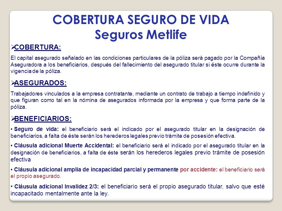 COBERTURA SEGURO DE VIDA