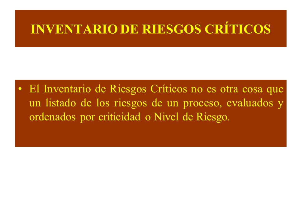 INVENTARIO DE RIESGOS CRÍTICOS