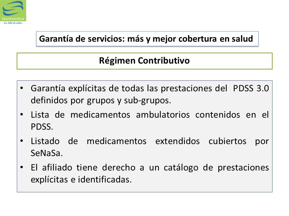 Lista de medicamentos ambulatorios contenidos en el PDSS.