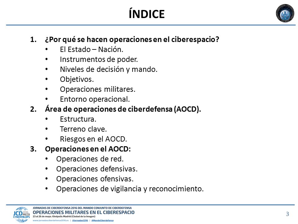 ÍNDICE ¿Por qué se hacen operaciones en el ciberespacio