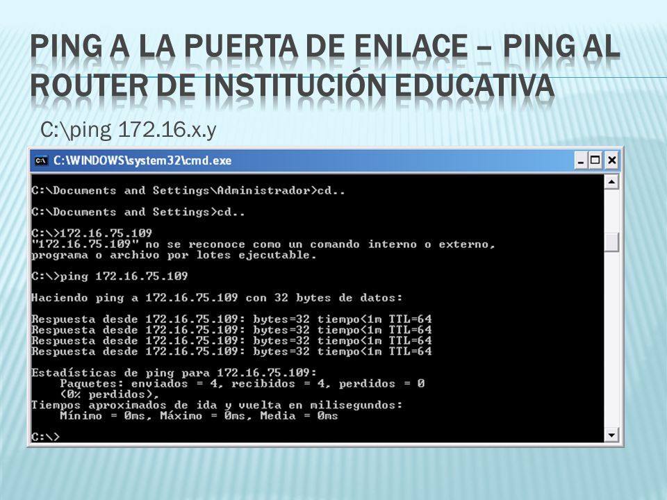 Ping a la Puerta de Enlace – Ping al Router de Institución Educativa