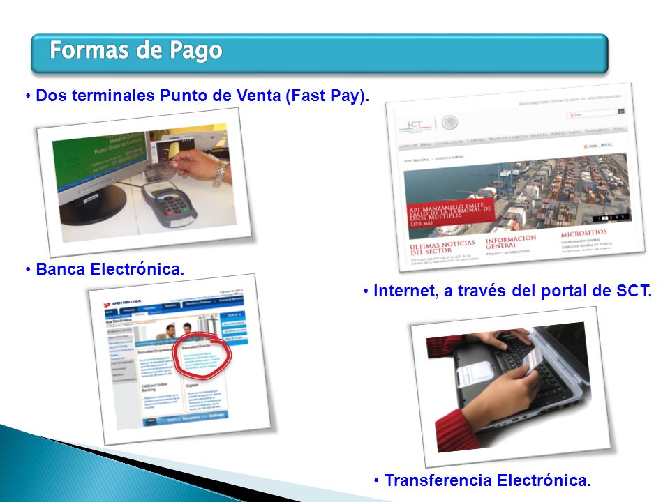 Formas de Pago Dos terminales Punto de Venta (Fast Pay).