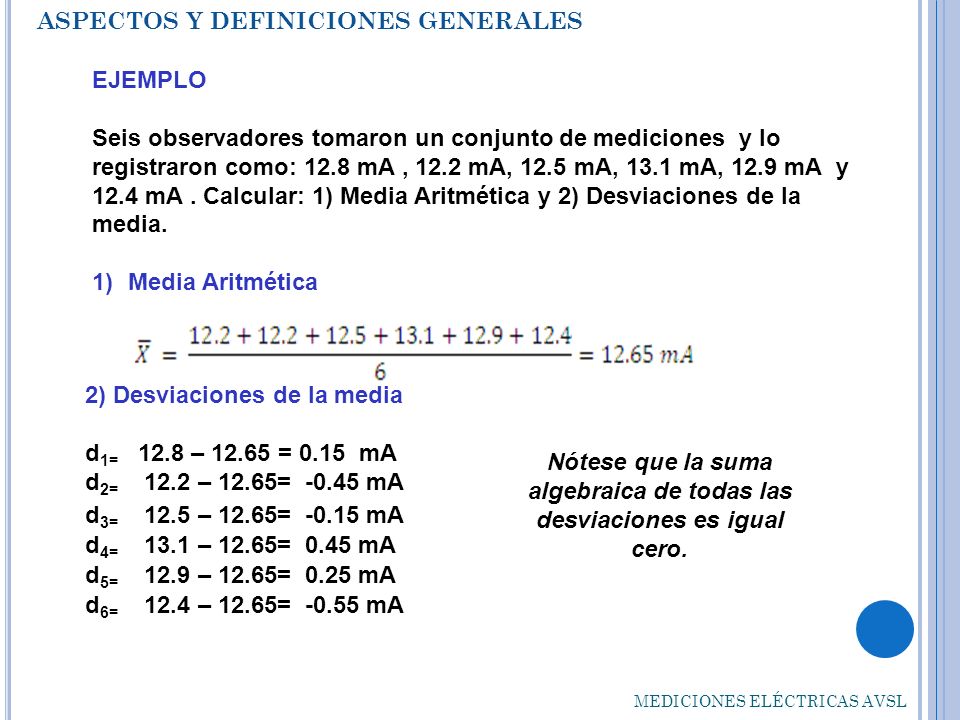 Nótese que la suma algebraica de todas las desviaciones es igual cero.