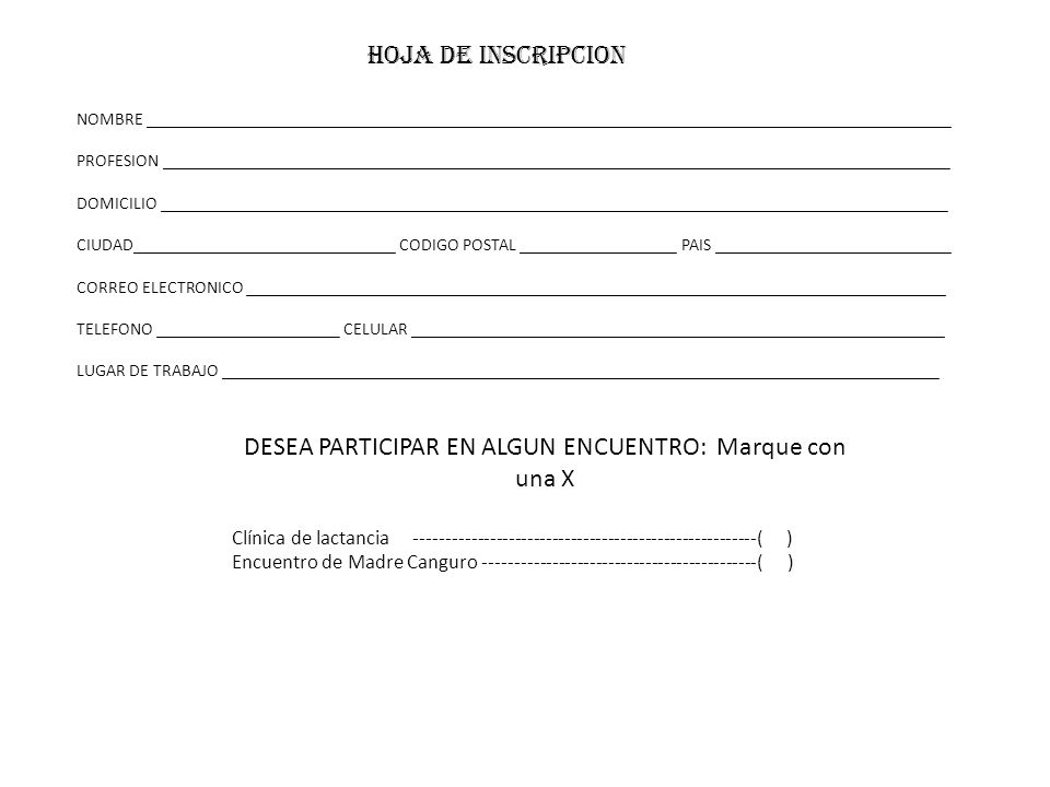 DESEA PARTICIPAR EN ALGUN ENCUENTRO: Marque con una X