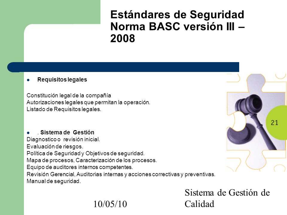 Estándares de Seguridad Norma BASC versión III – 2008