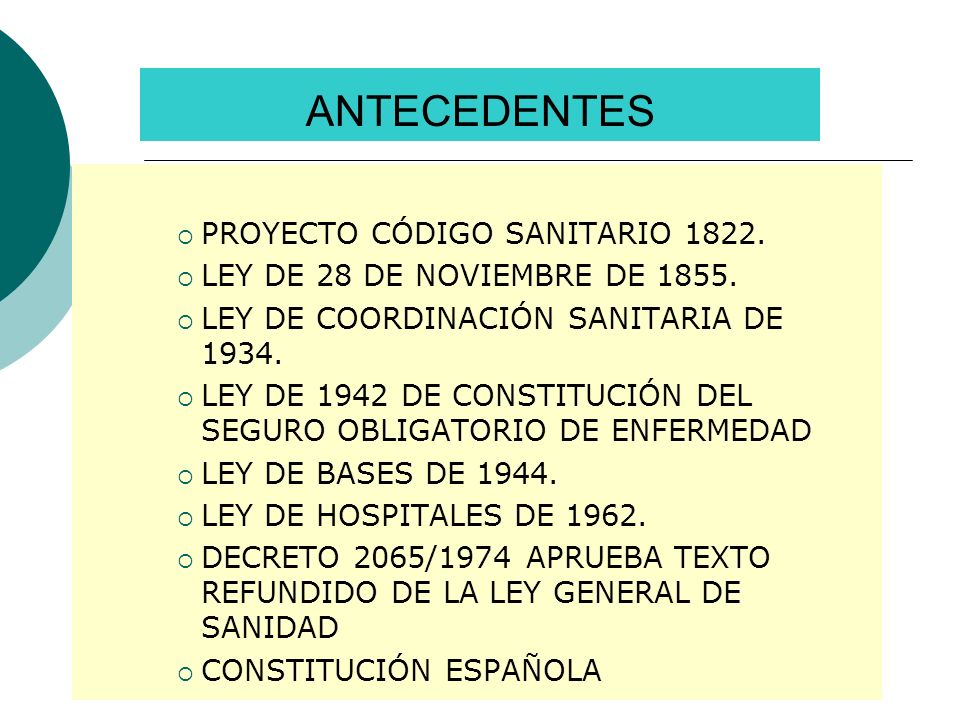 ANTECEDENTES PROYECTO CÓDIGO SANITARIO 1822.