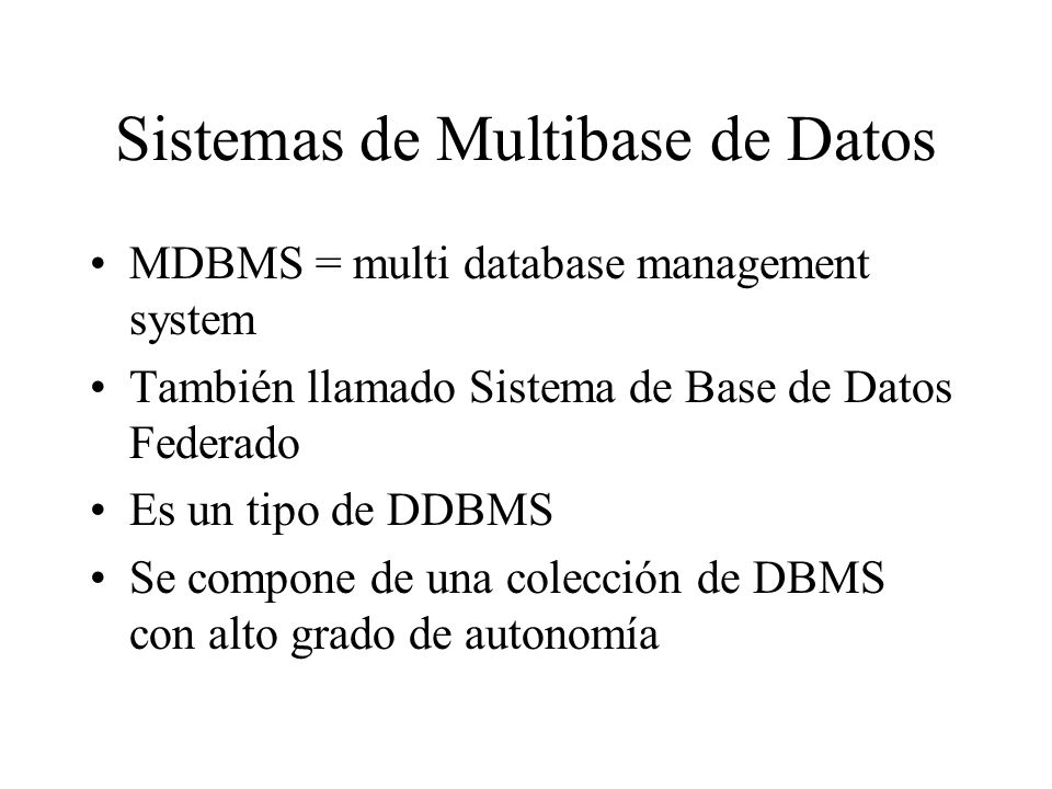 Sistemas de Multibase de Datos