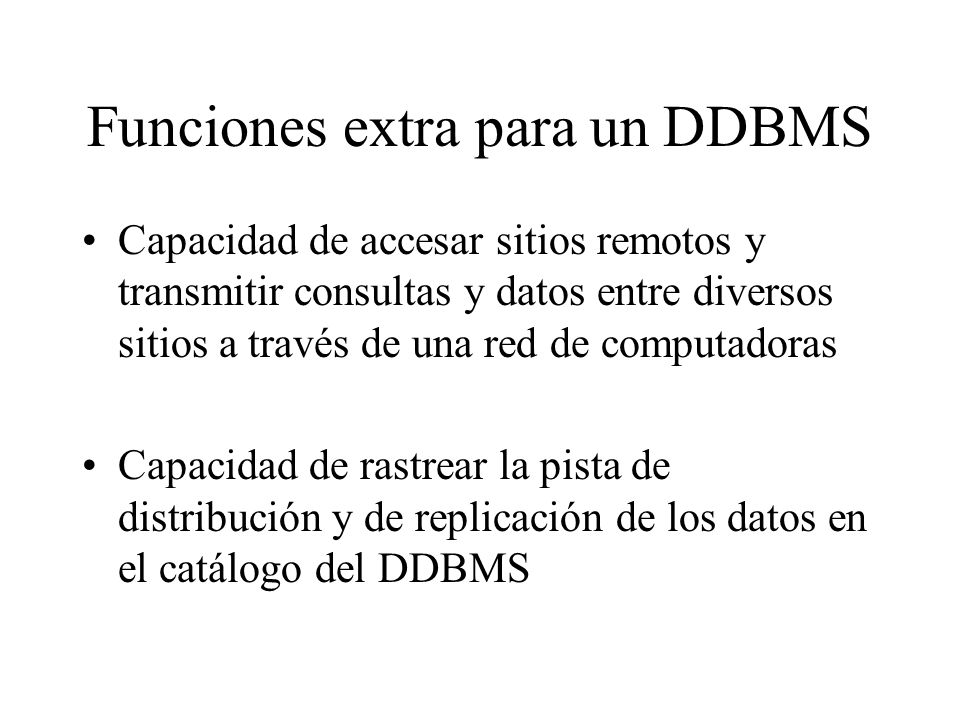 Funciones extra para un DDBMS