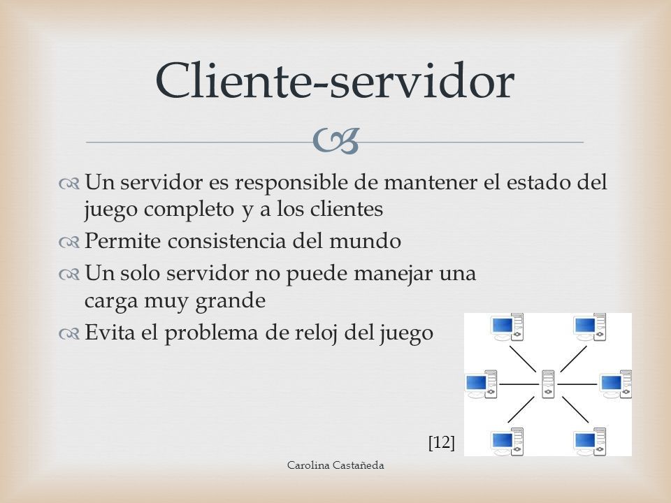 Cliente-servidor Un servidor es responsible de mantener el estado del juego completo y a los clientes.