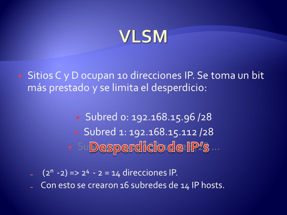 VLSM Desperdicio de IP’s