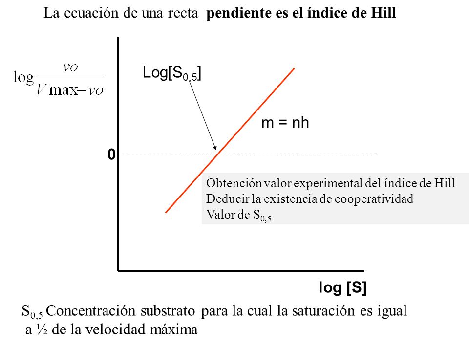 La ecuación de una recta pendiente es el índice de Hill