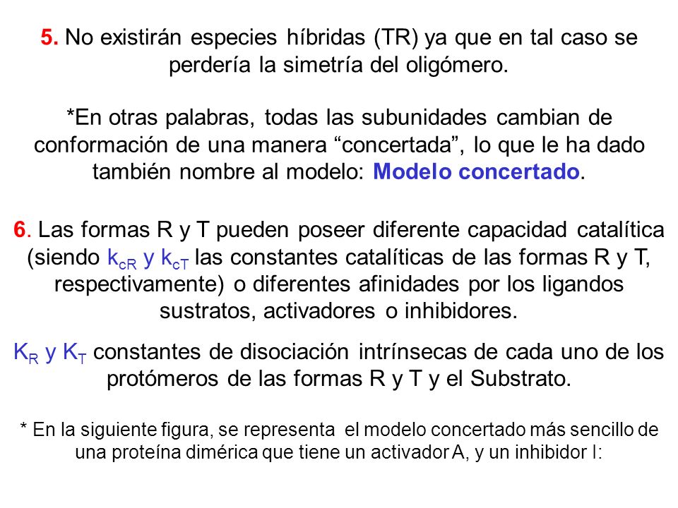 5. No existirán especies híbridas (TR) ya que en tal caso se perdería la simetría del oligómero.