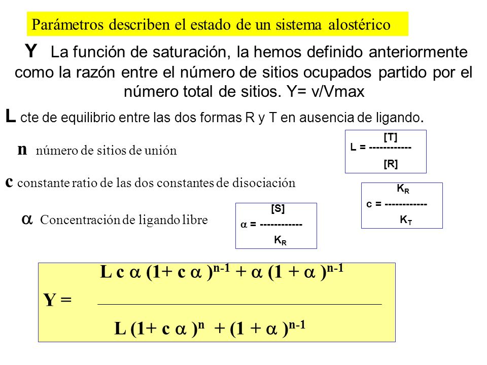 L cte de equilibrio entre las dos formas R y T en ausencia de ligando.