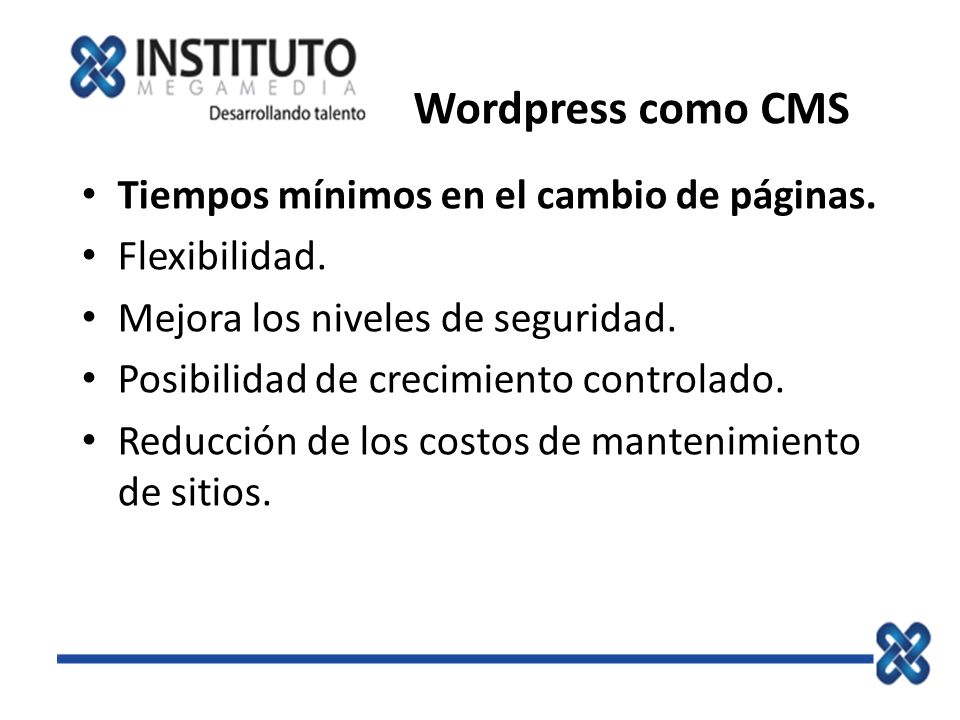 Wordpress como CMS Tiempos mínimos en el cambio de páginas.