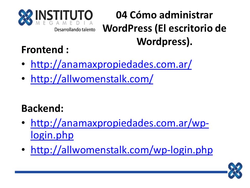 04 Cómo administrar WordPress (El escritorio de Wordpress).