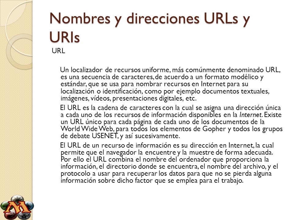 Nombres y direcciones URLs y URIs