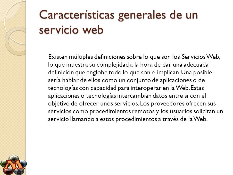 Características generales de un servicio web