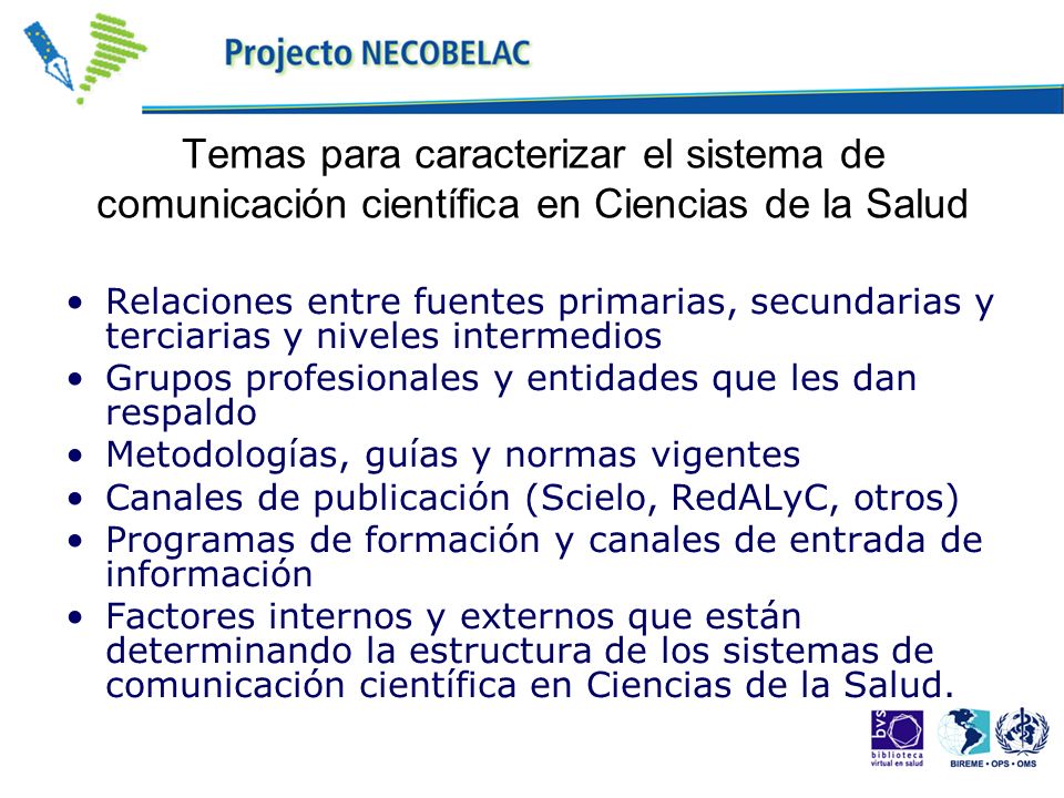 Temas para caracterizar el sistema de comunicación científica en Ciencias de la Salud