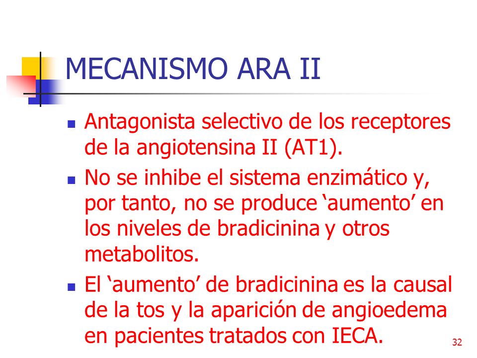 MECANISMO ARA II Antagonista selectivo de los receptores de la angiotensina II (AT1).