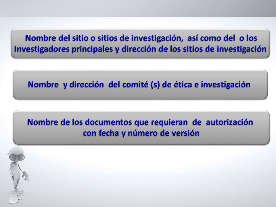 Nombre del sitio o sitios de investigación, así como del o los