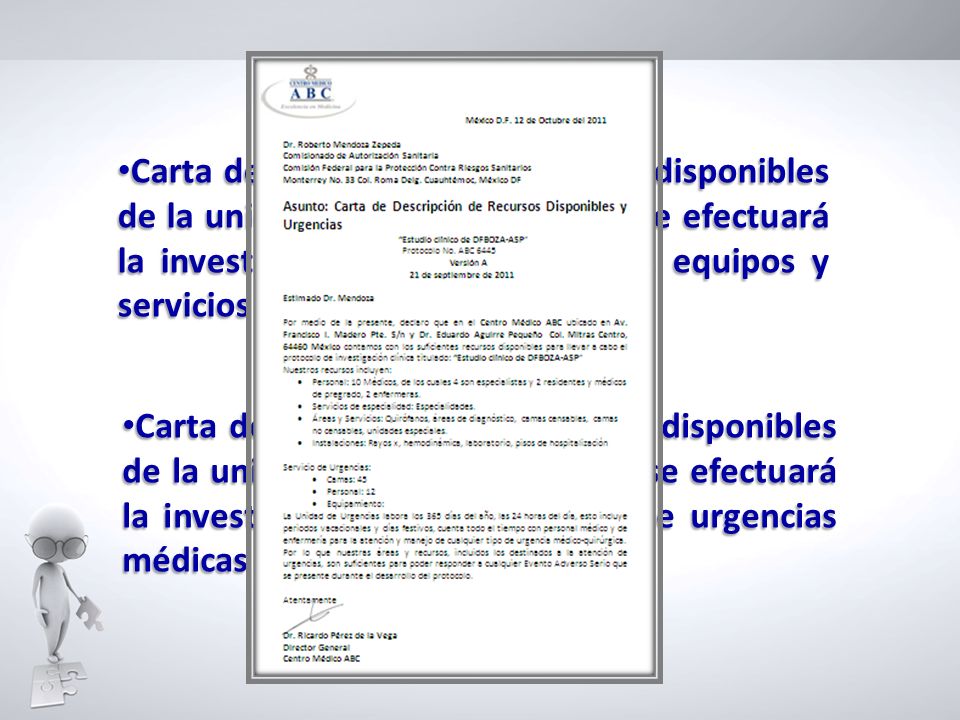 Carta de descripción de recursos disponibles de la unidad o institución donde se efectuará la investigación incluyendo áreas, equipos y servicios auxiliares de laboratorio