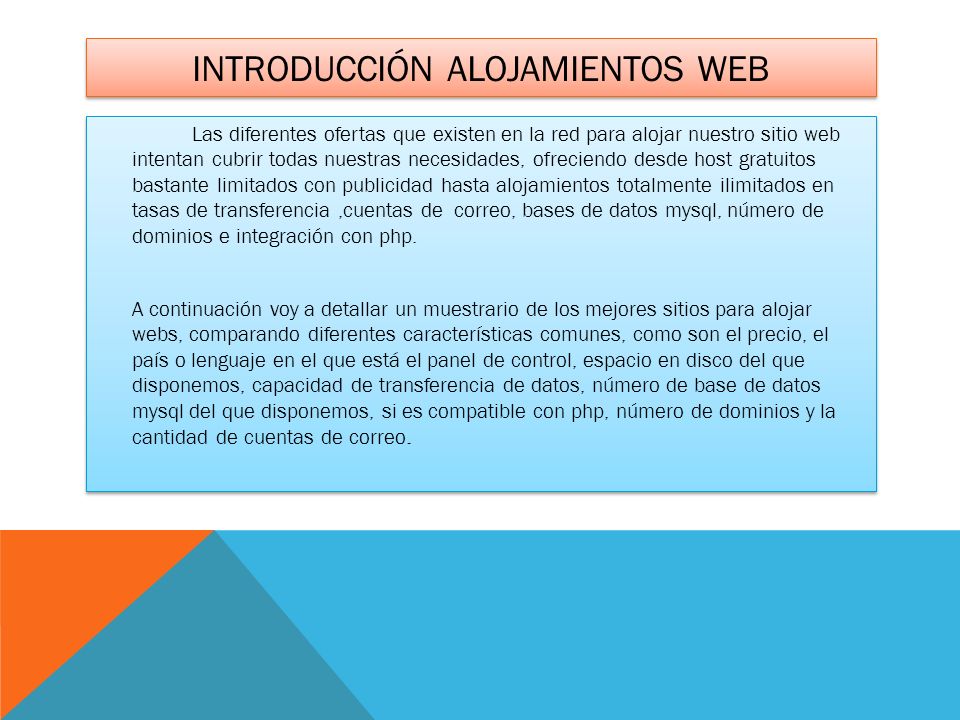 Introducción Alojamientos web