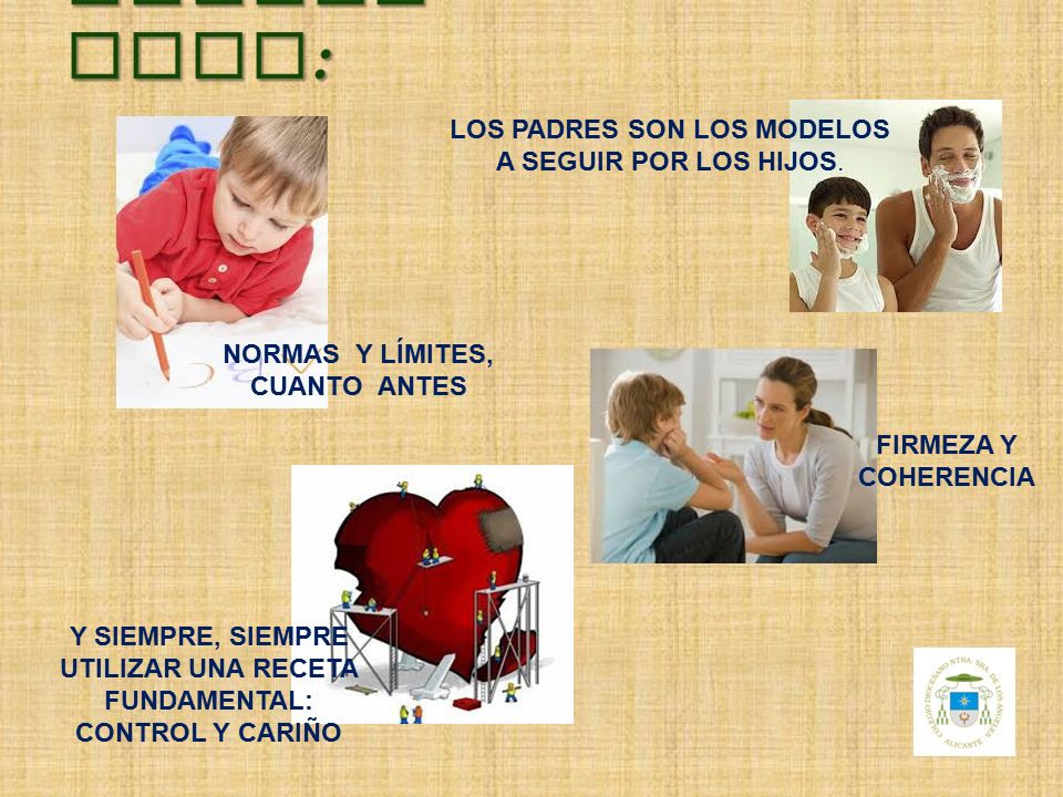 RESUMIENDO: LOS PADRES SON LOS MODELOS A SEGUIR POR LOS HIJOS.