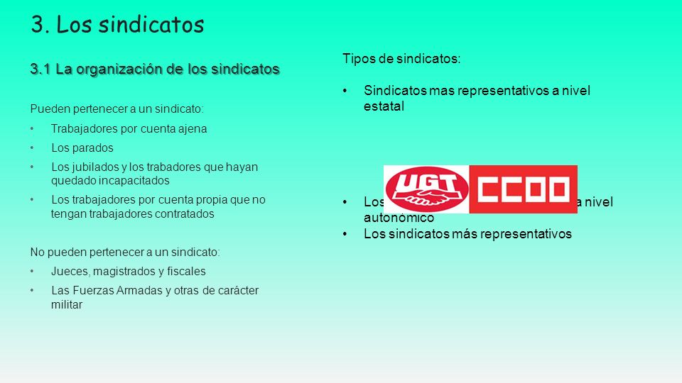 3. Los sindicatos 3.1 La organización de los sindicatos