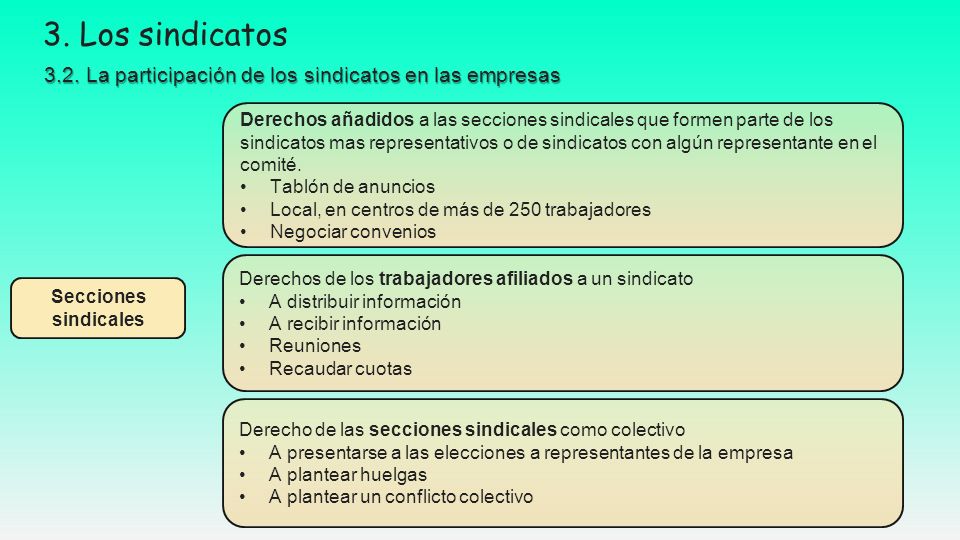 3. Los sindicatos 3.2. La participación de los sindicatos en las empresas.