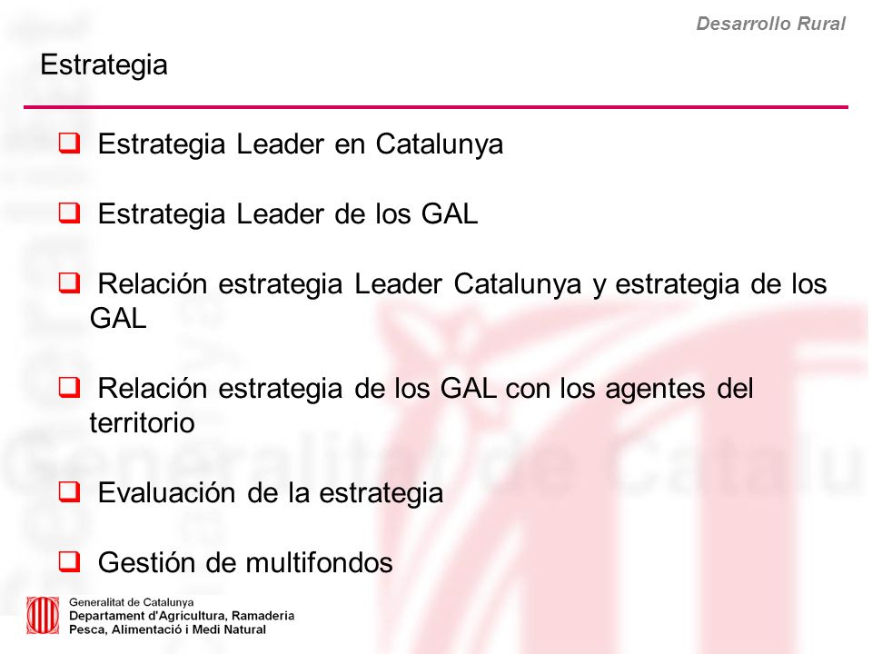 Estrategia Leader en Catalunya Estrategia Leader de los GAL