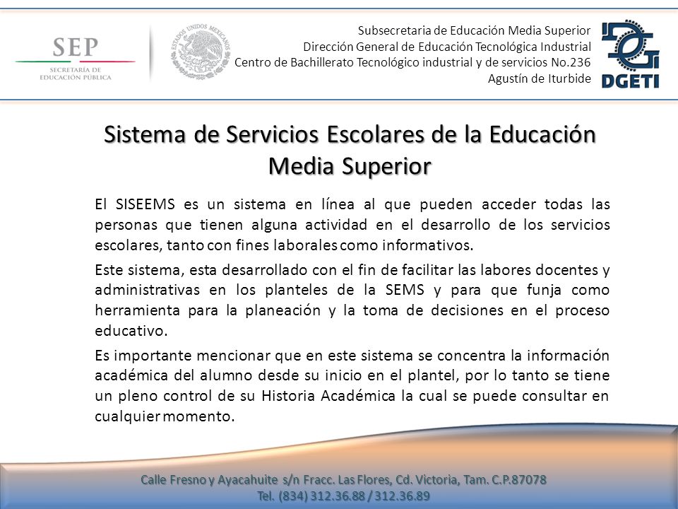 Sistema de Servicios Escolares de la Educación Media Superior