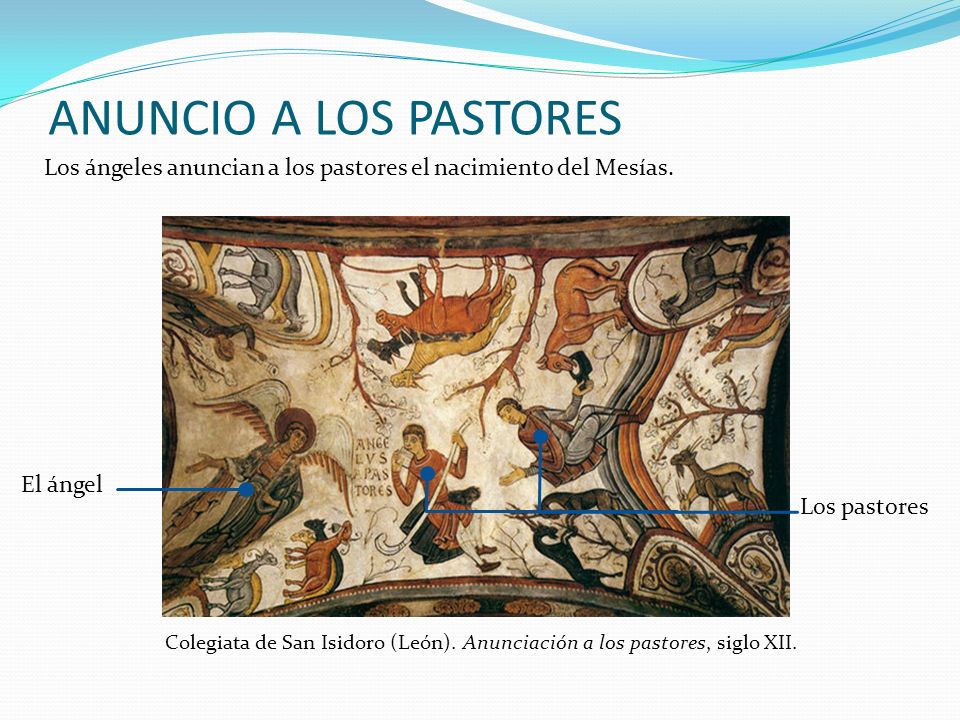 ANUNCIO A LOS PASTORES Los ángeles anuncian a los pastores el nacimiento del Mesías. El ángel. Los pastores.
