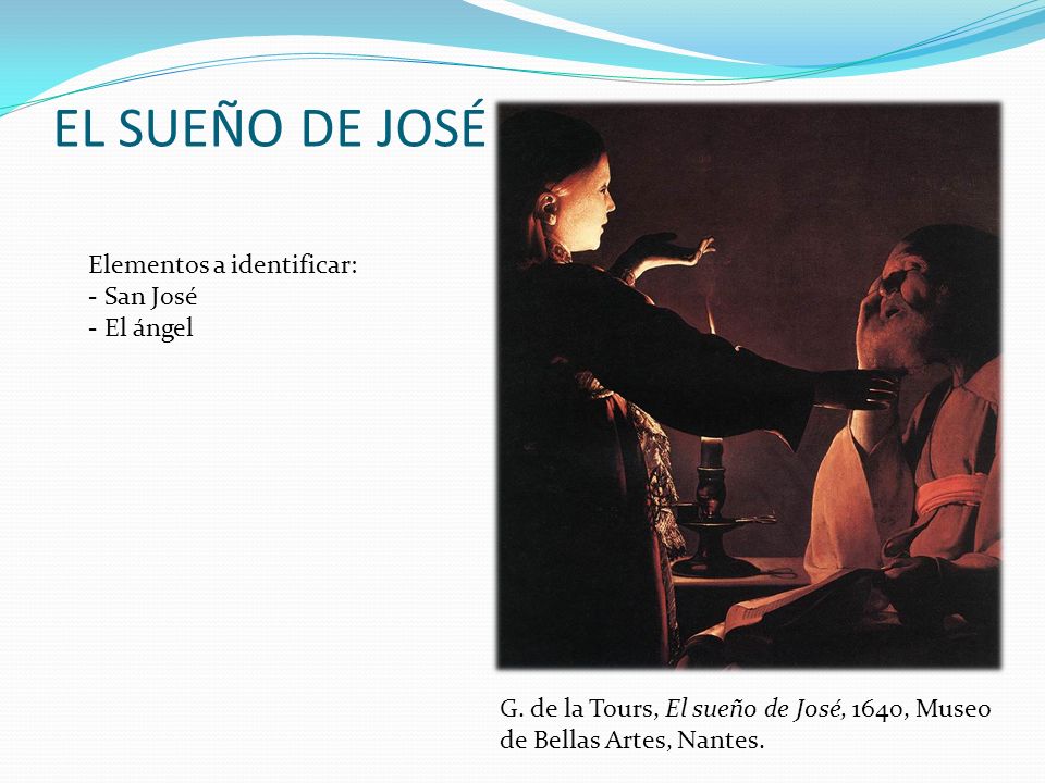 EL SUEÑO DE JOSÉ Elementos a identificar: San José El ángel